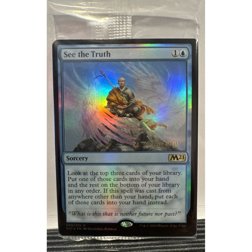 Magic The Gathering See the Truth Prerelease Card Foil Sealed M21 Rare Blue